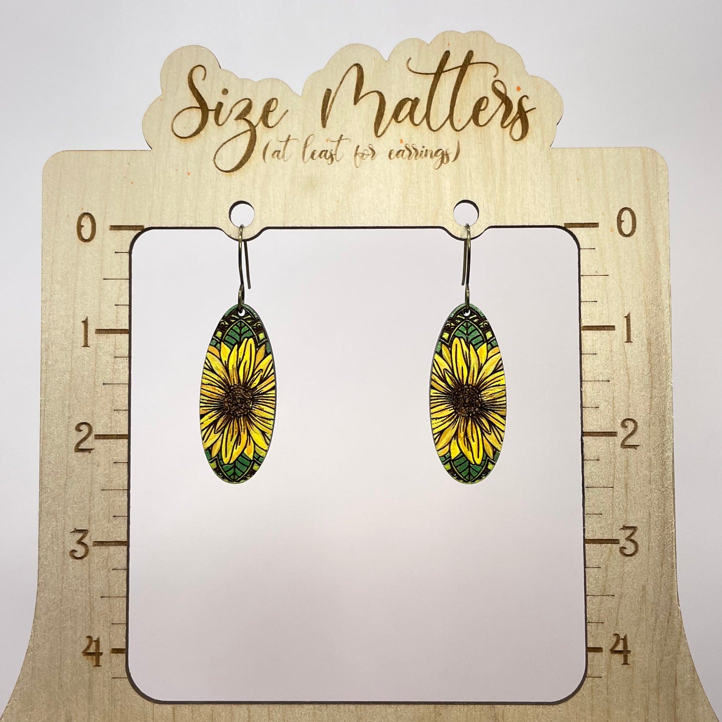 Sunflower Oval Drop Dangle Earrings