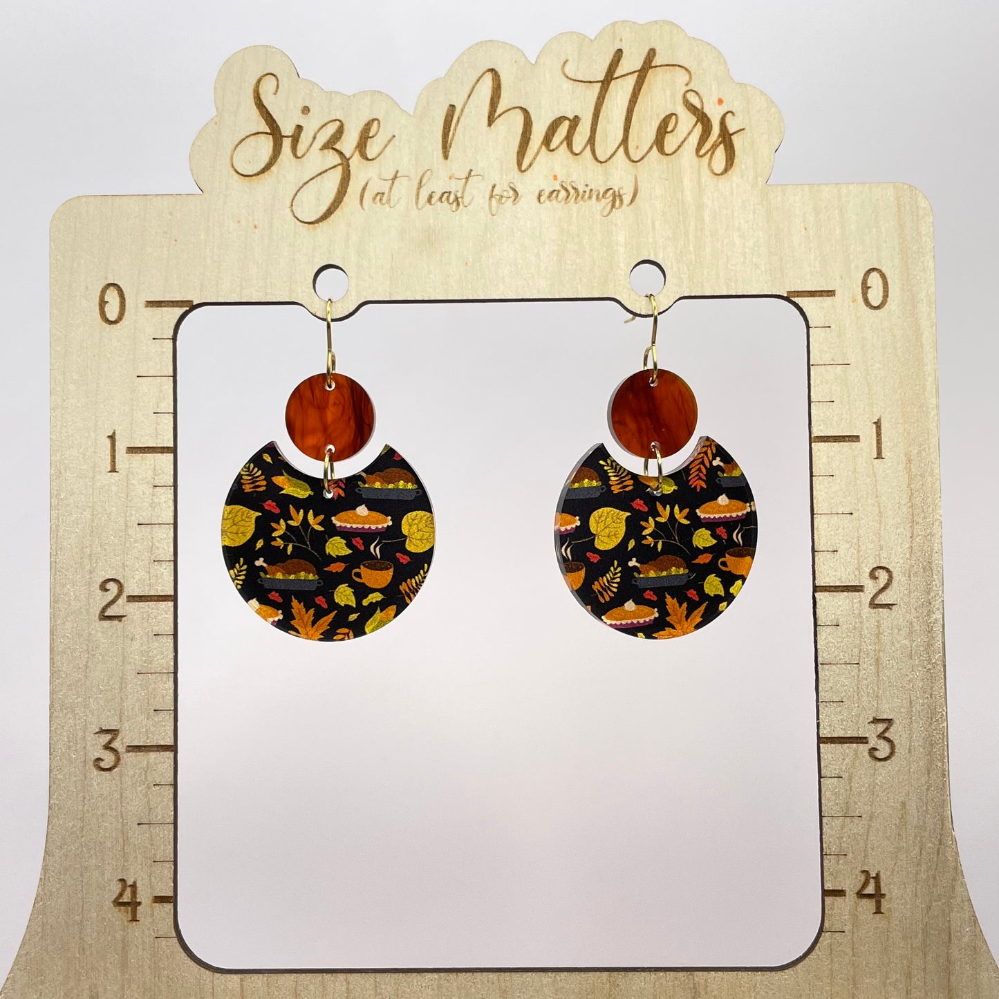 Thanksgiving Dinner Burnt Orange Drop Dangle Earrings