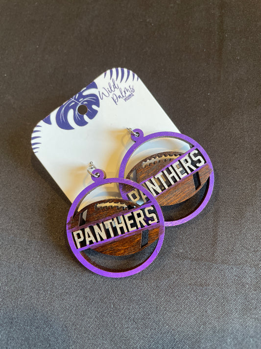 Panthers Football Circle Drop Dangle Earrings