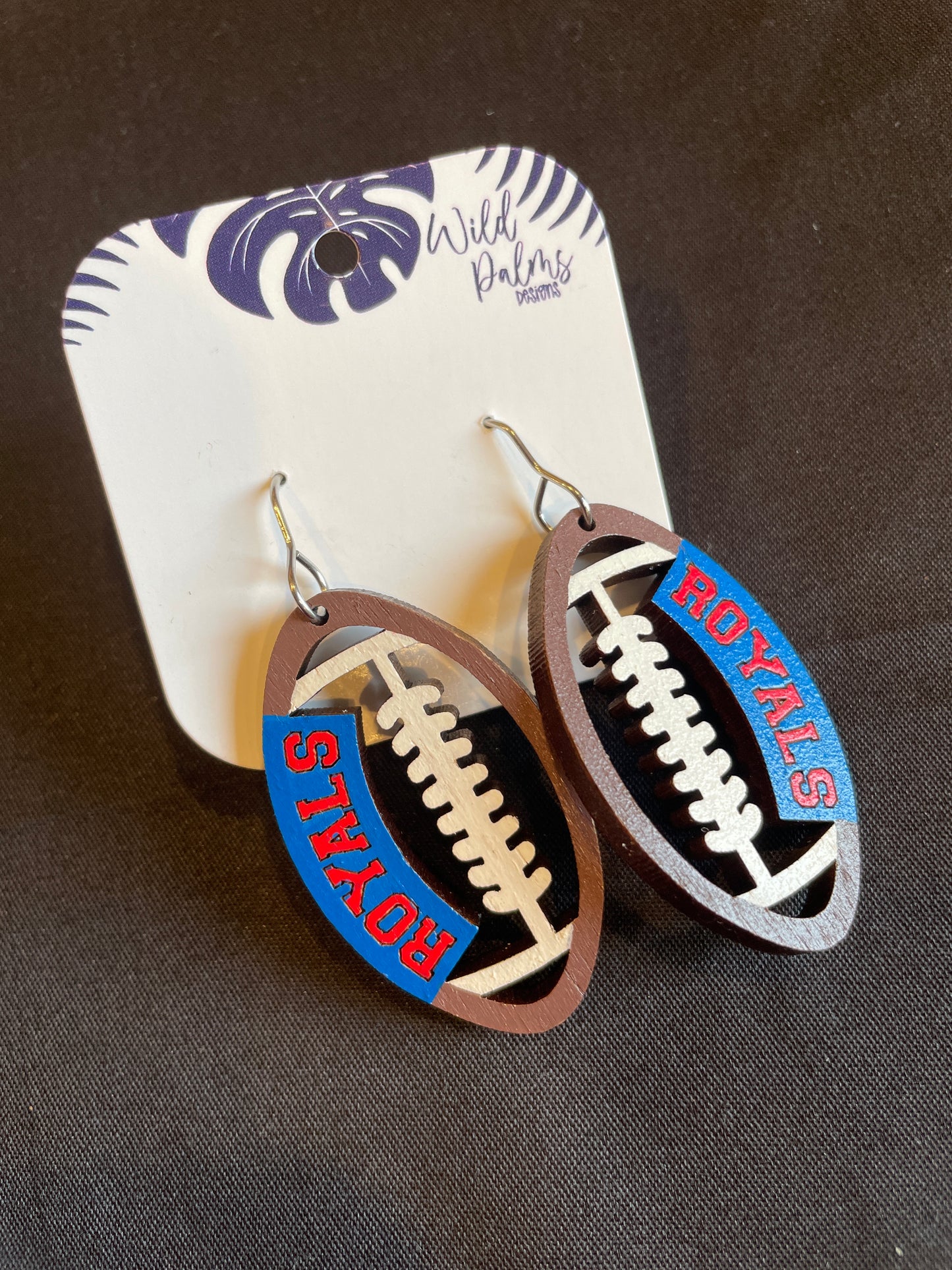 Royals Football Drop Dangle Earrings
