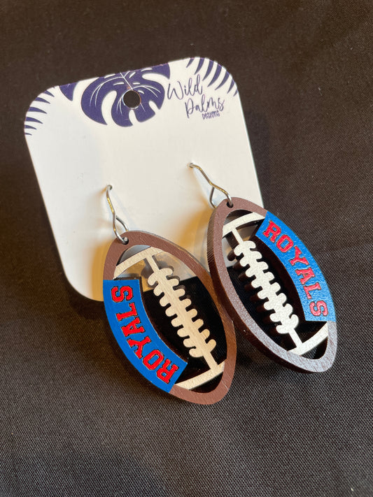 Royals Football Drop Dangle Earrings