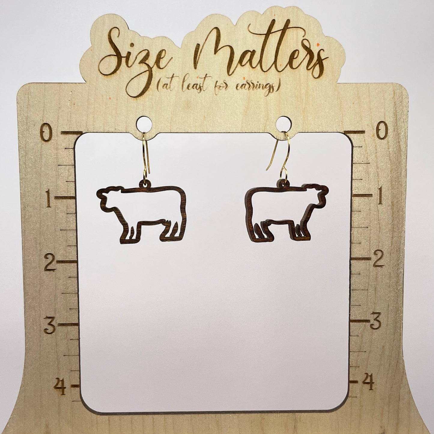 Cow Silohouette Dark Drop Dangle Earrings