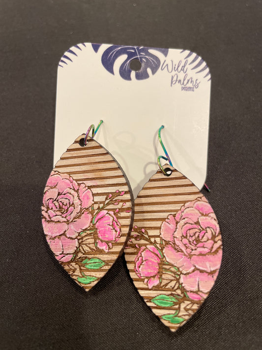 Rose Stripes Drop Dangle Earrings