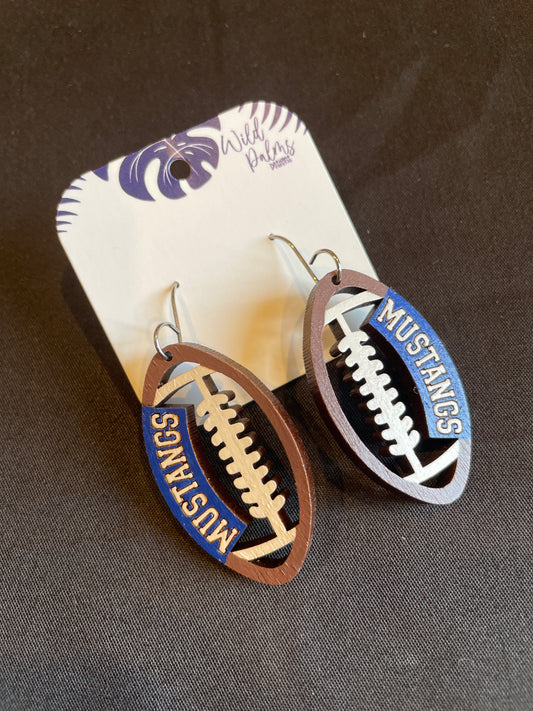 Mustangs Football Drop Dangle Earrings