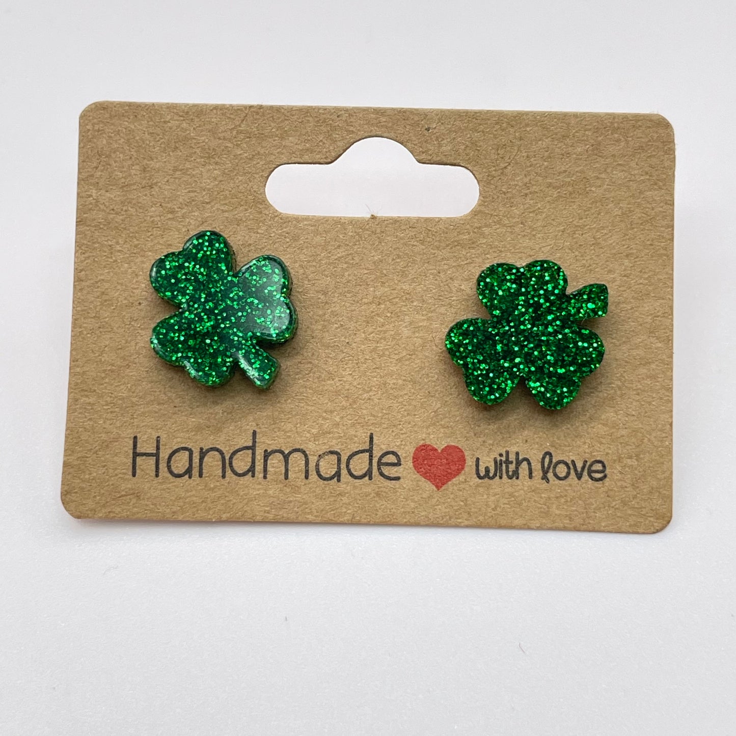 Acrylic Shamrock Stud Earrings