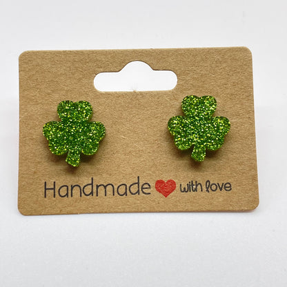 Acrylic Shamrock Stud Earrings