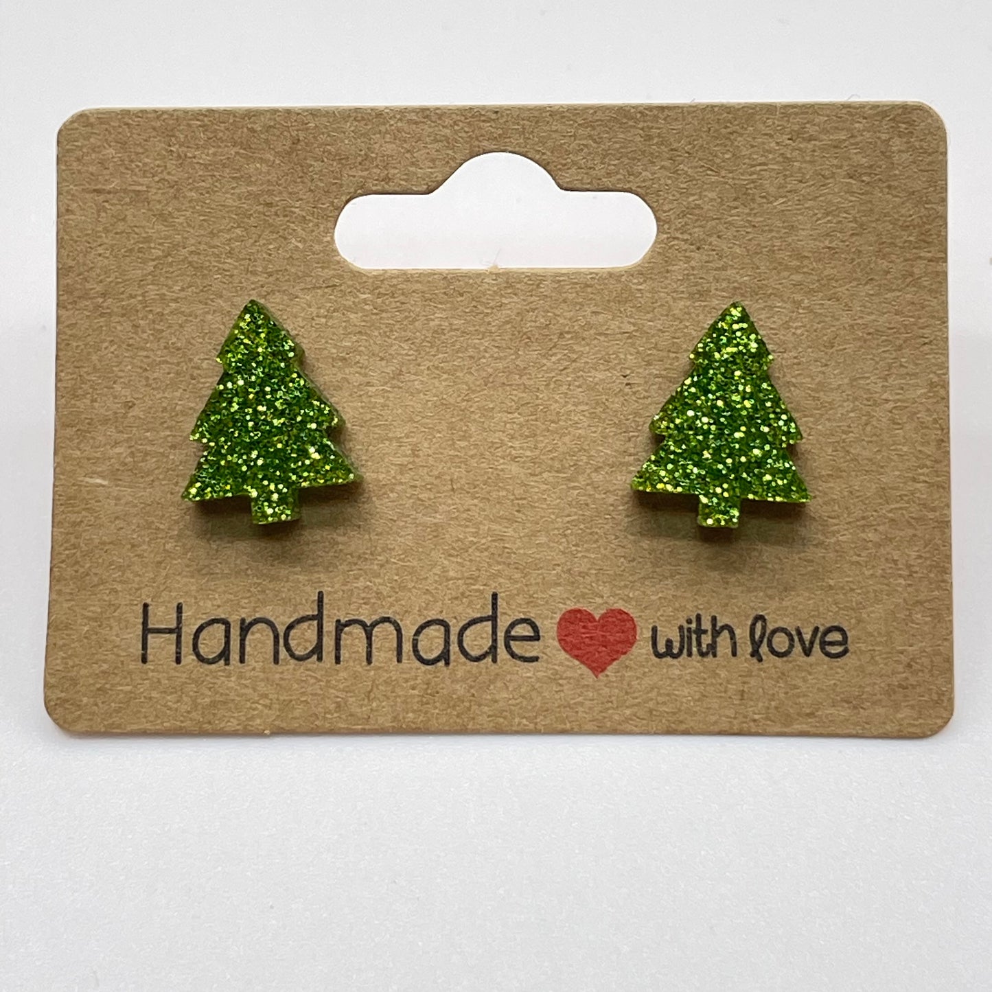 Acrylic Glitter Tree Stud Earrings