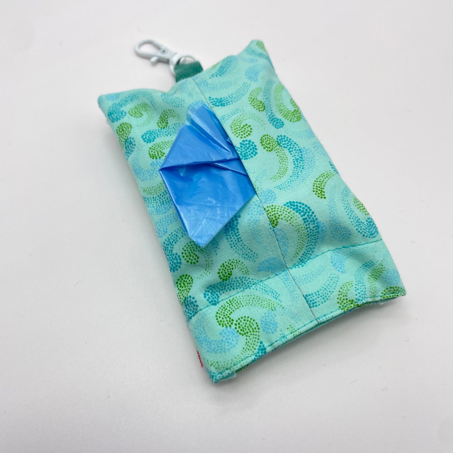 Blue Green Swirls Dog Poop Bag Dispenser Keychain