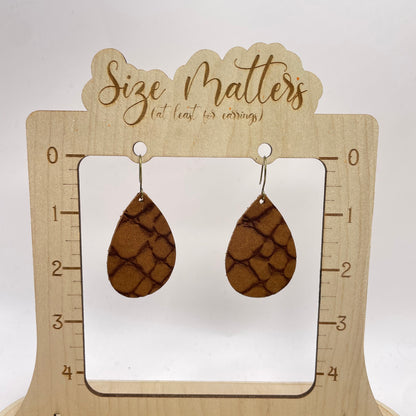 Brick Pebble Road Leather Drop Dangle Earrings