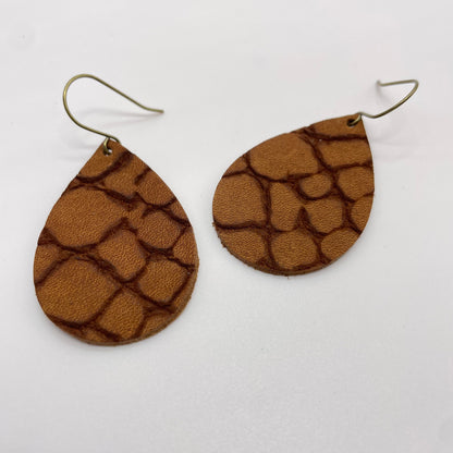 Brick Pebble Road Leather Drop Dangle Earrings