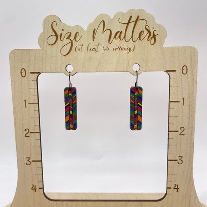 Bright Serape Stick Drop Dangle Earrings