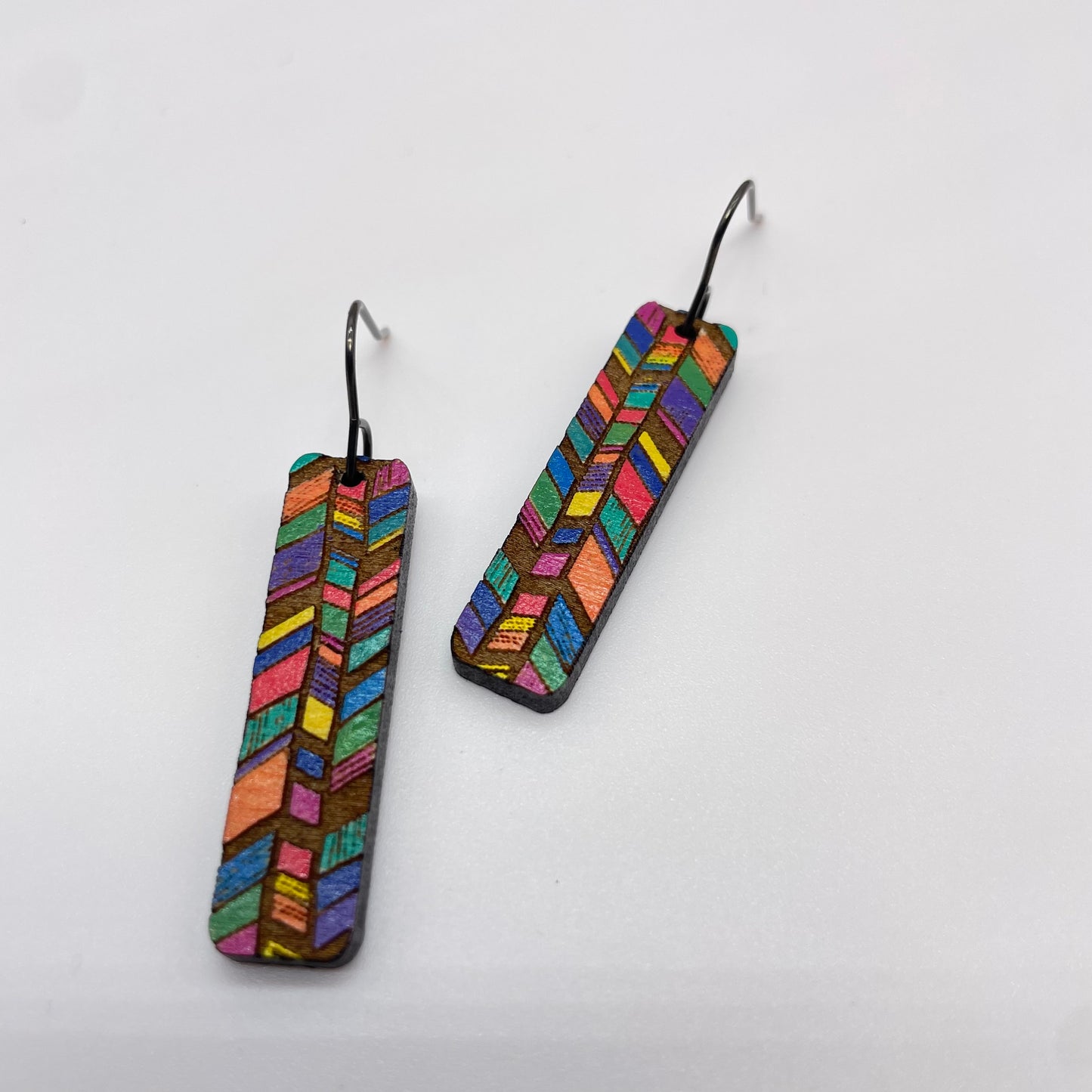 Bright Serape Stick Drop Dangle Earrings