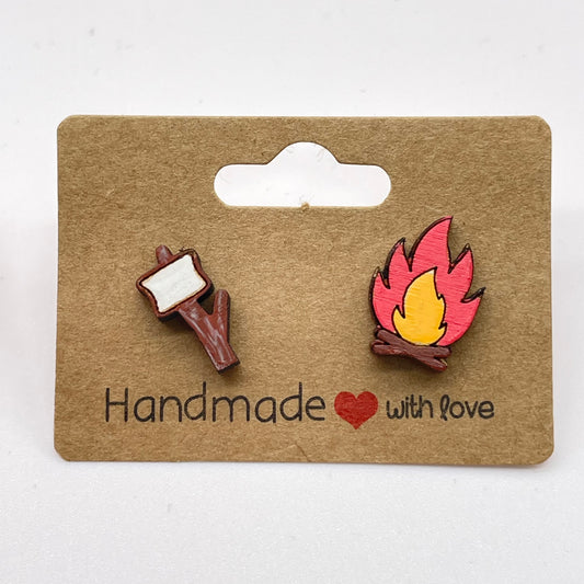 Campfire + Marshmallow Stud Earrings