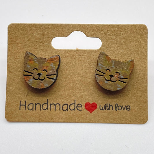 Cat Head Stud Earrings