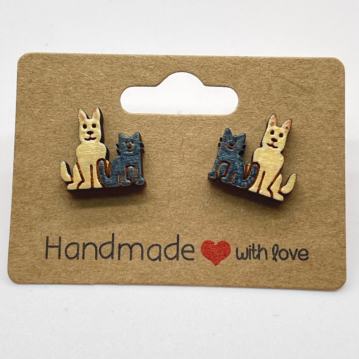 Cat + Dog Friends Stud Earrings