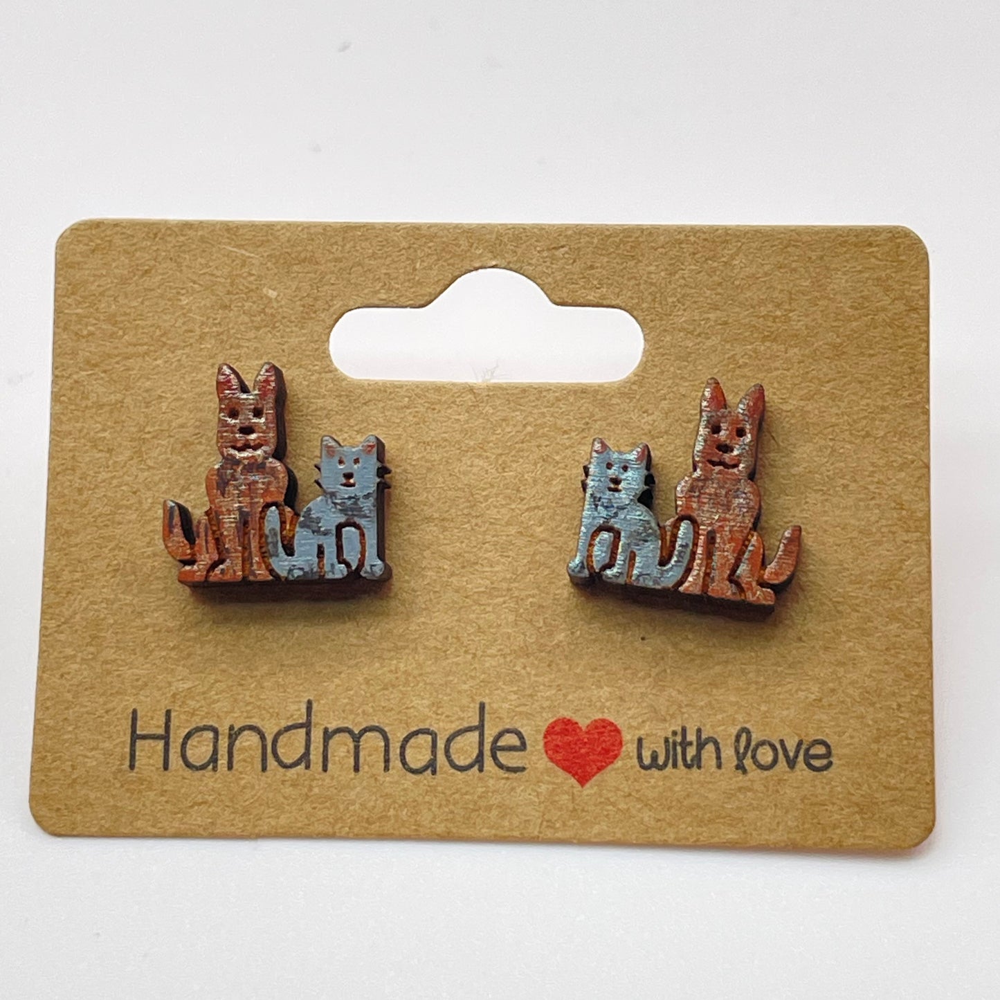 Cat + Dog Friends Stud Earrings