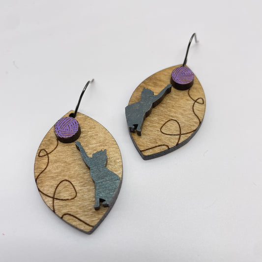 Playful Kitty Drop Dangle Earrings