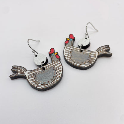 Chicken or the Egg Drop Dangle Earrings