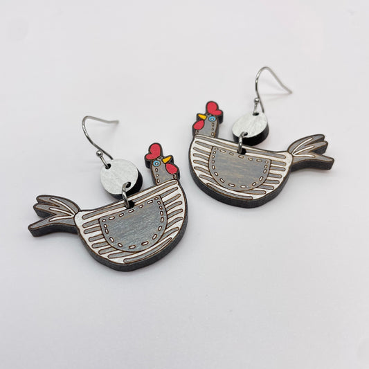 Chicken or the Egg Drop Dangle Earrings