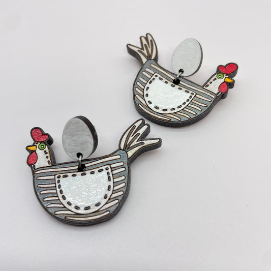 Chicken or the Egg Stud Dangle Earrings