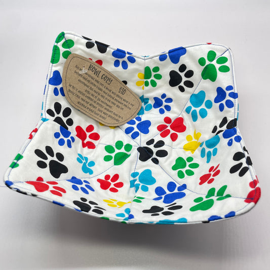 Colorful Paw Prints Bowl Cozy