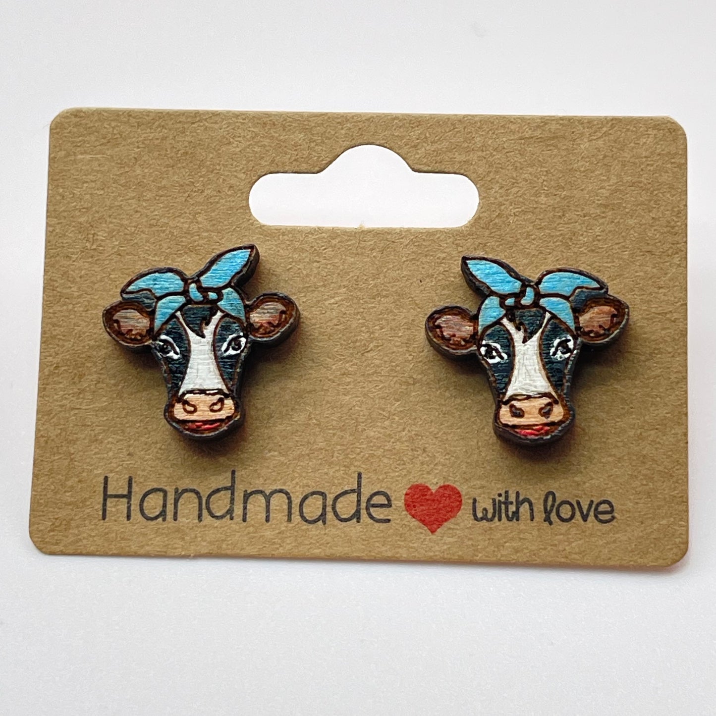 Cow Head w/ Bow Stud Earrings