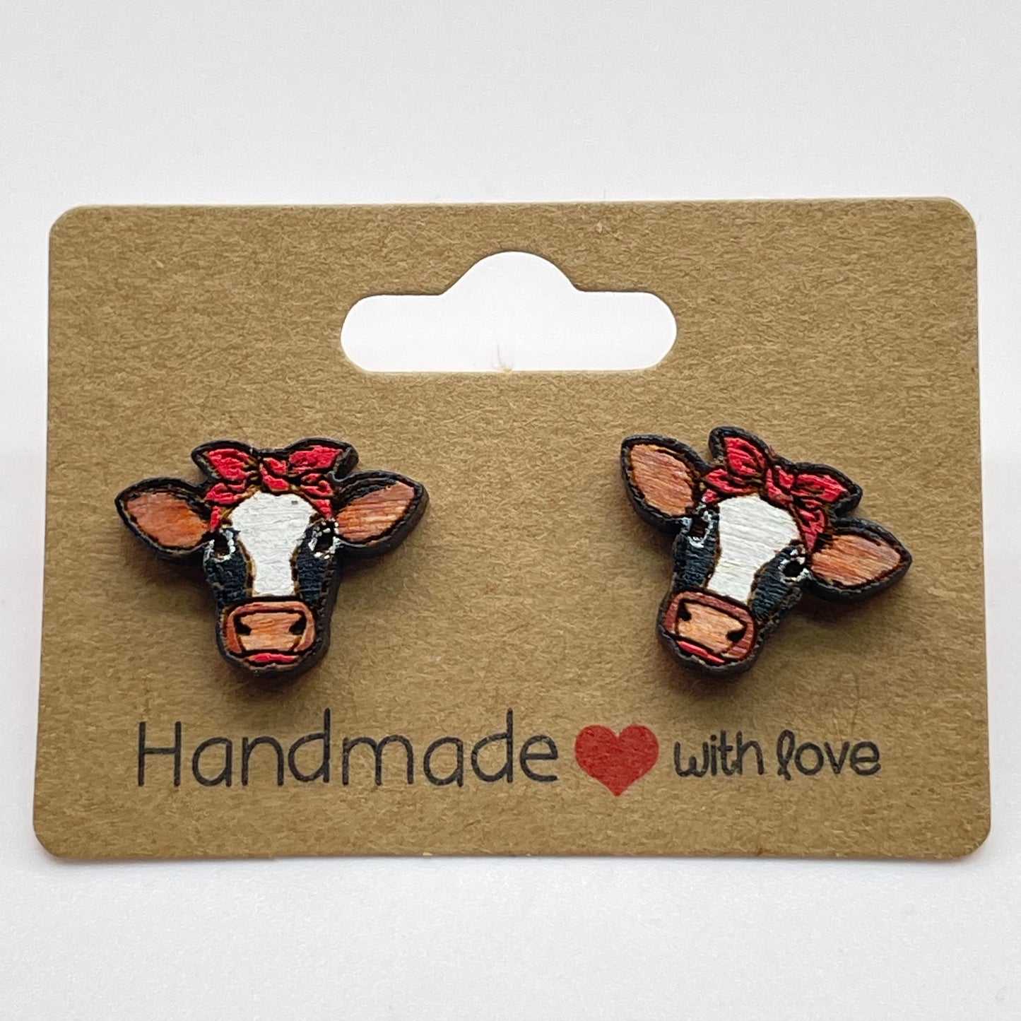 Cow Head w/ Bow Stud Earrings