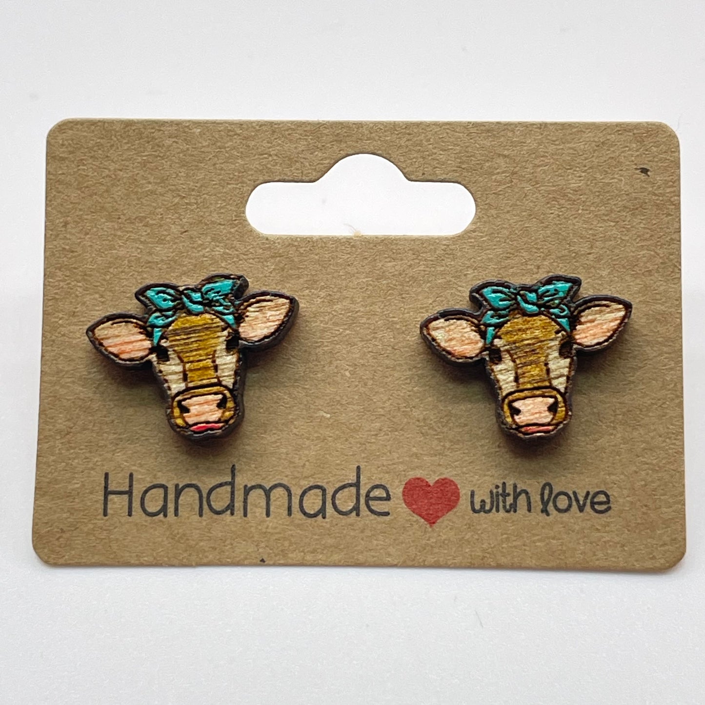 Cow Head w/ Bow Stud Earrings