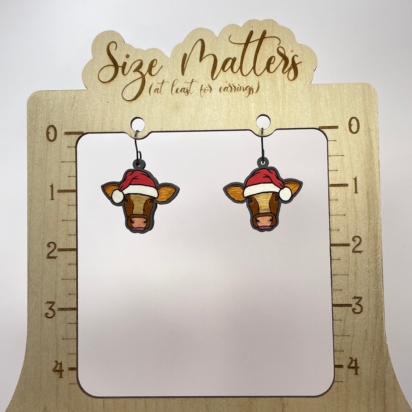 Cow Santa Hat Drop Dangle Earrings