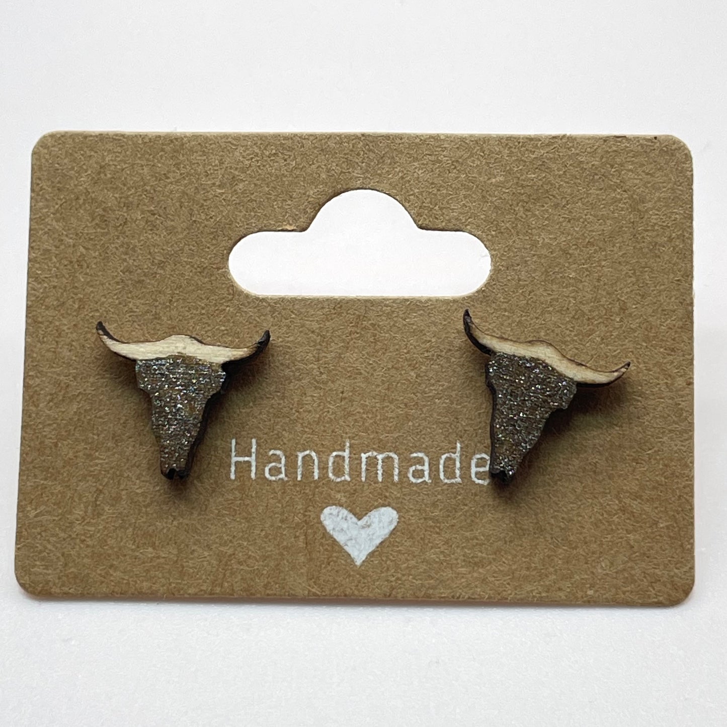 Cow Skull w/ Horns Stud Earrings