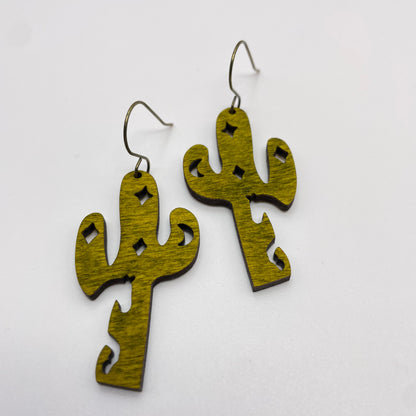 Cowboy Cactus Drop Dangle Earrings