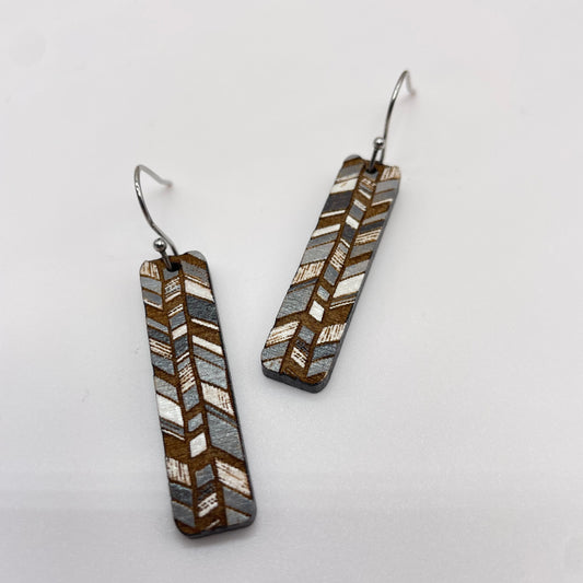 Dark Neutral Serape Stick Drop Dangle Earrings