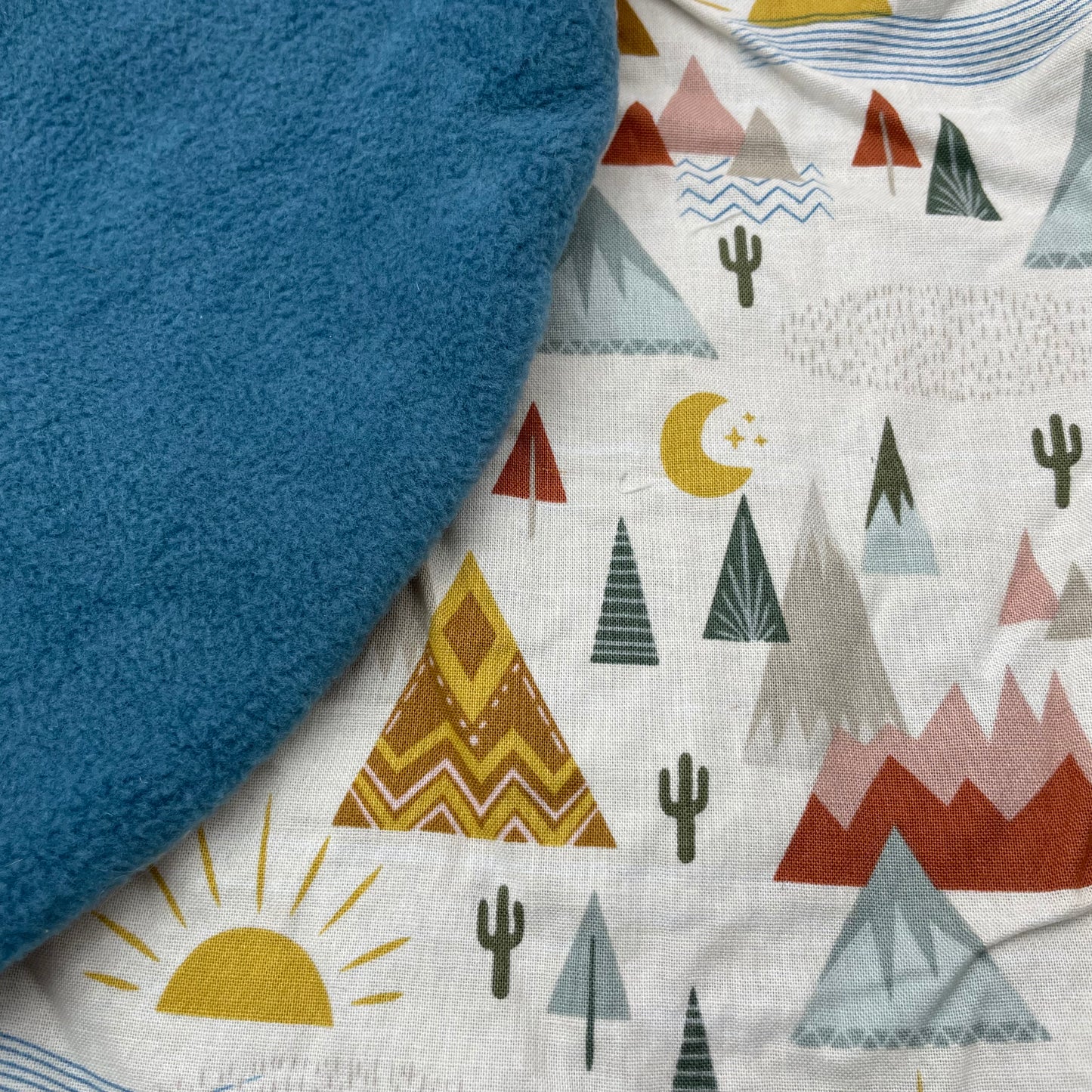 Desert Mountains + Teal Fleece Boppy Pillow Cover