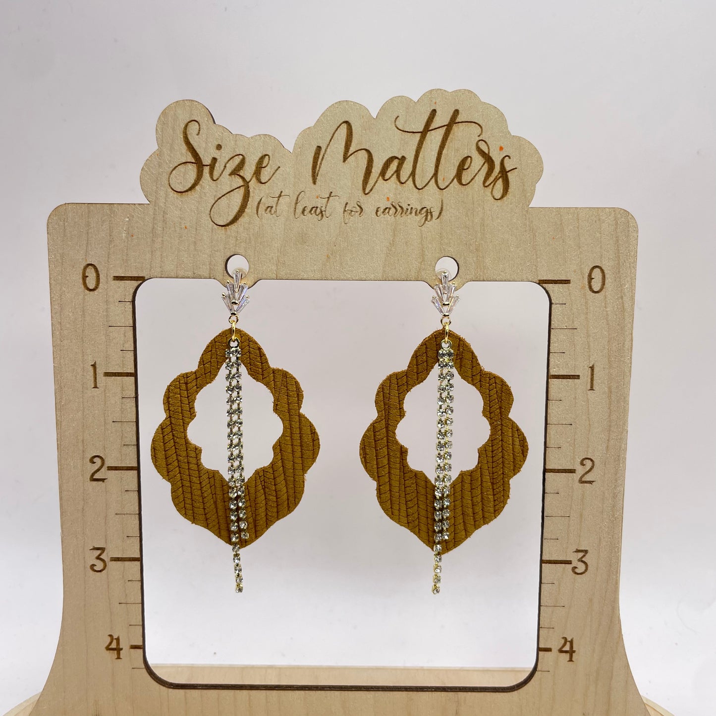 Fancy Mustard Scallops Leather Drop Dangle Earrings