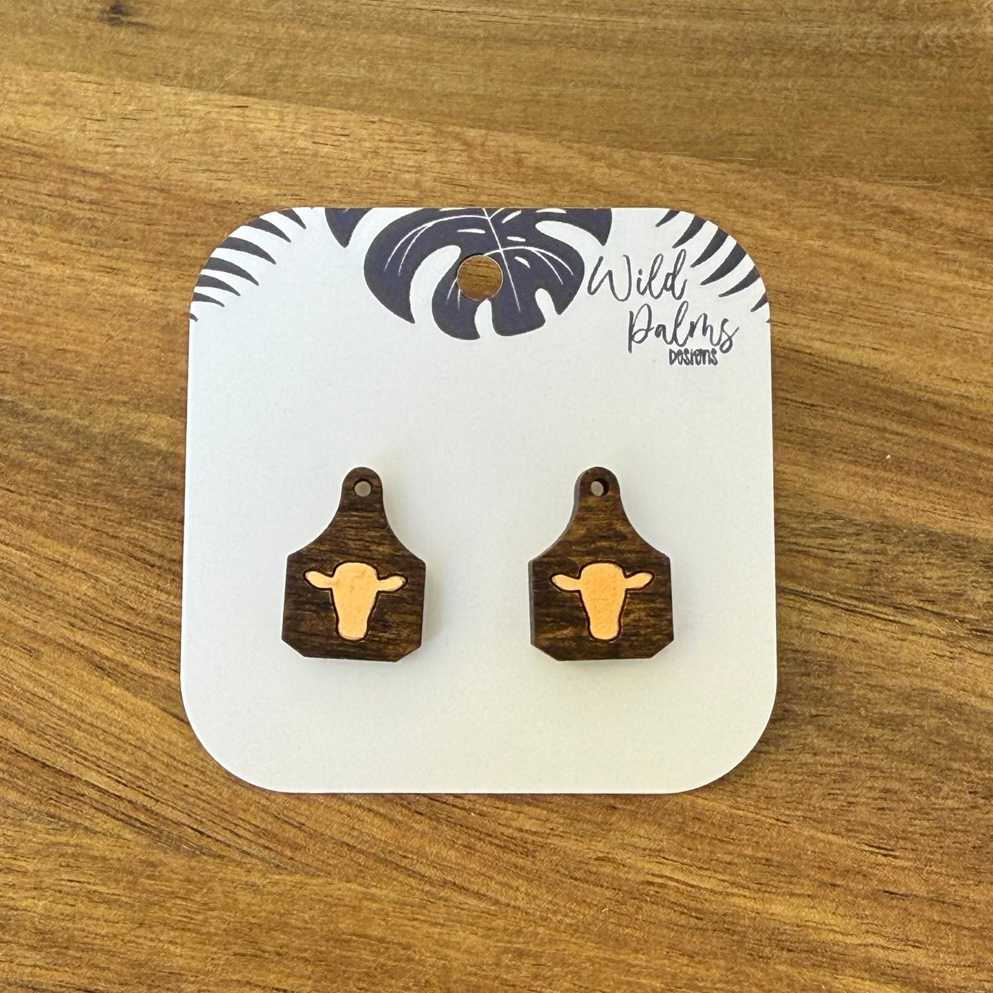 Cow Head Cattle Tag Stud Earrings