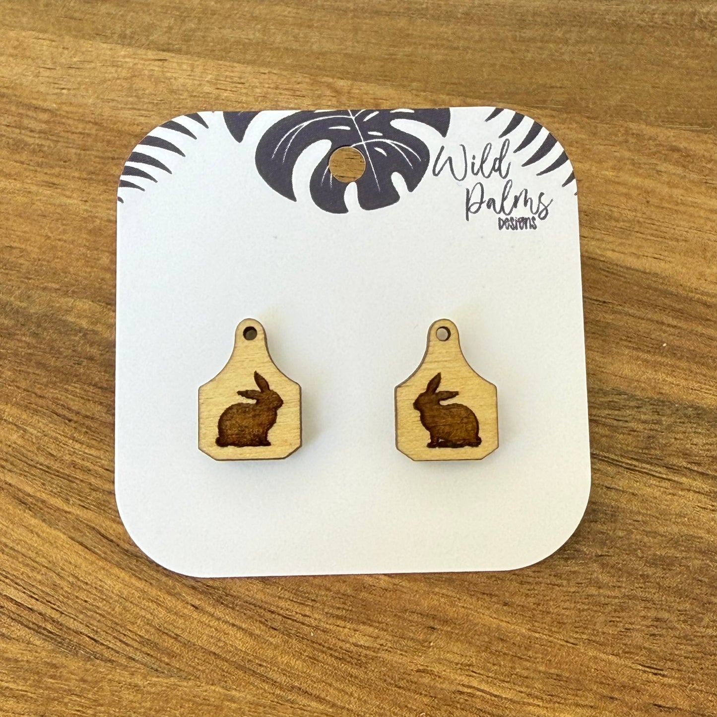 Rabbit Cattle Tag Stud Earrings
