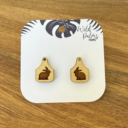 Rabbit Cattle Tag Stud Earrings