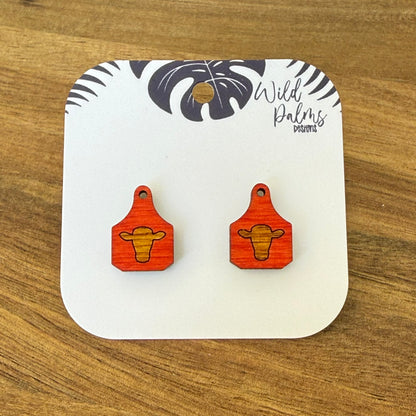 Cow Head Cattle Tag Stud Earrings