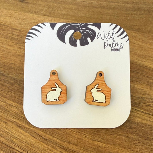 Rabbit Cattle Tag Stud Earrings