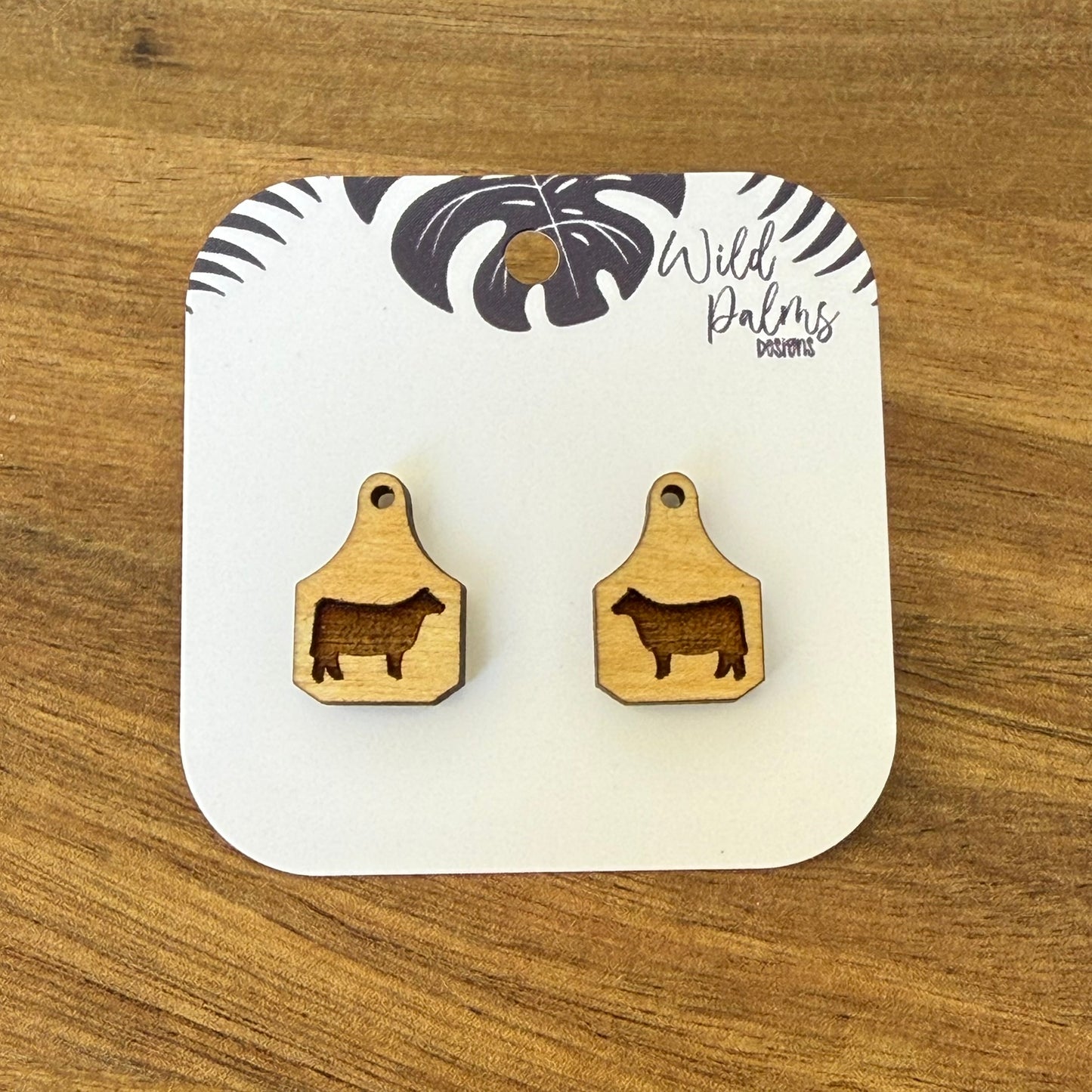 Cow Full Body Cattle Tag Stud Earrings