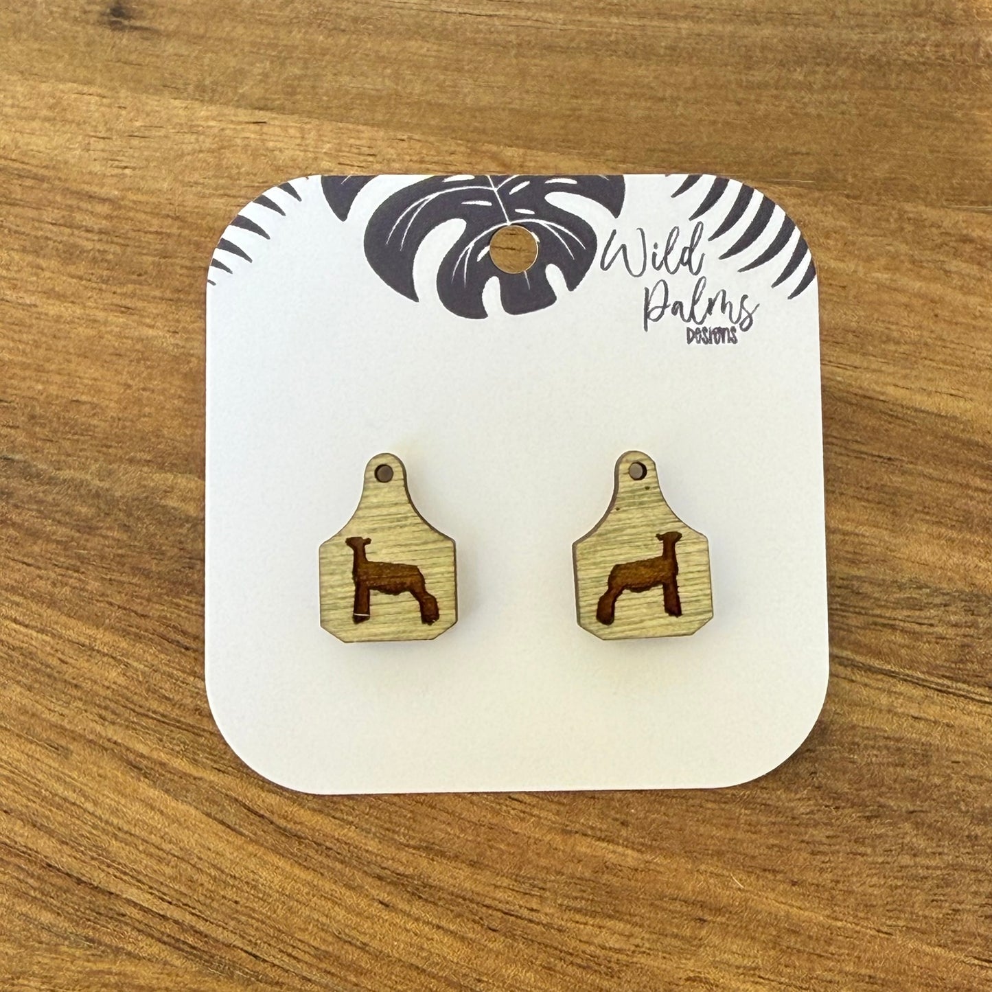 Sheep Cattle Tag Stud Earrings