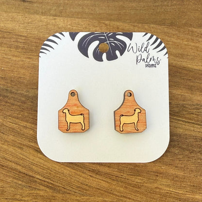 Goat Cattle Tag Stud Earrings