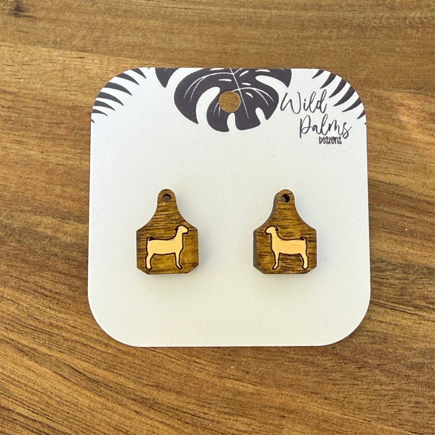 Goat Cattle Tag Stud Earrings
