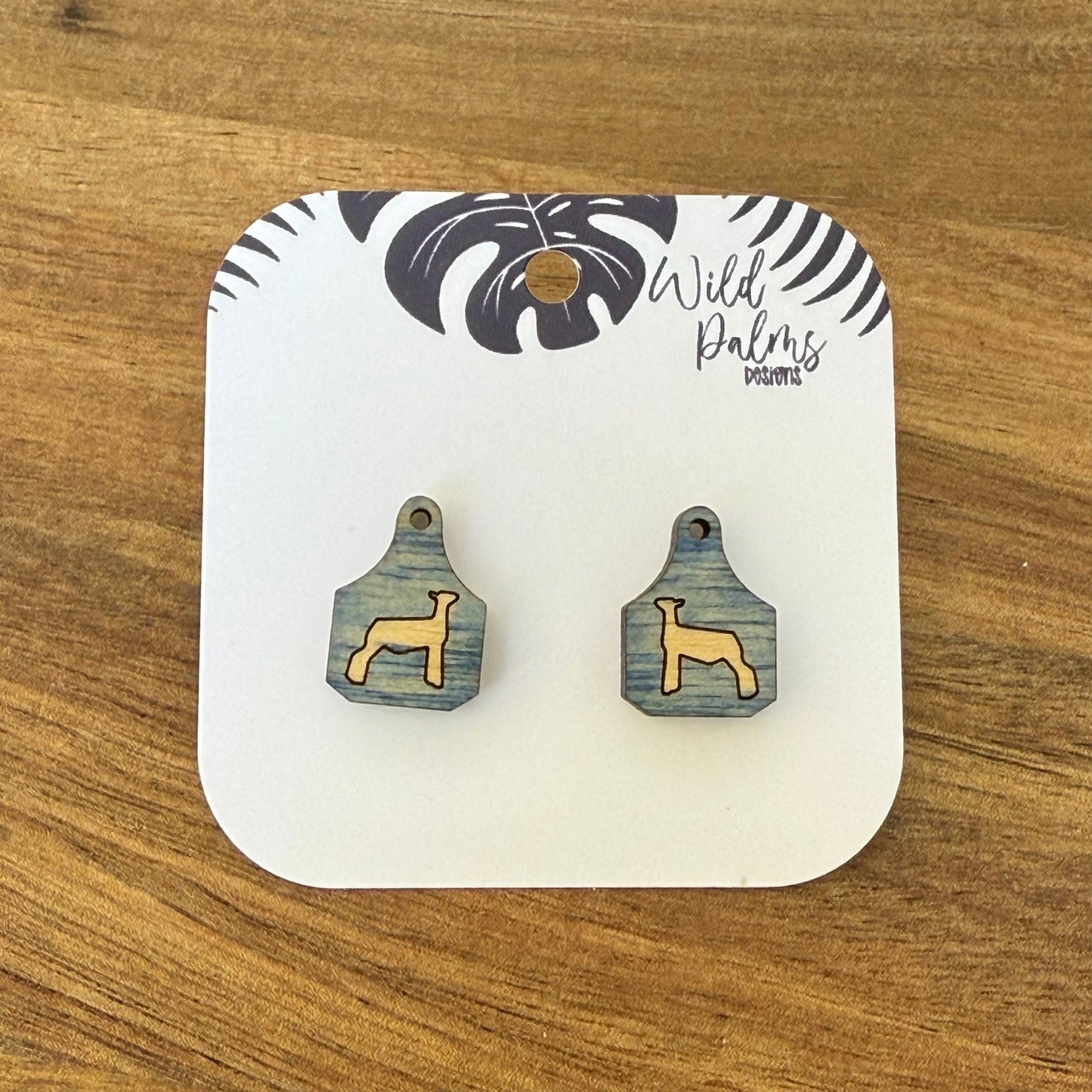 Sheep Cattle Tag Stud Earrings