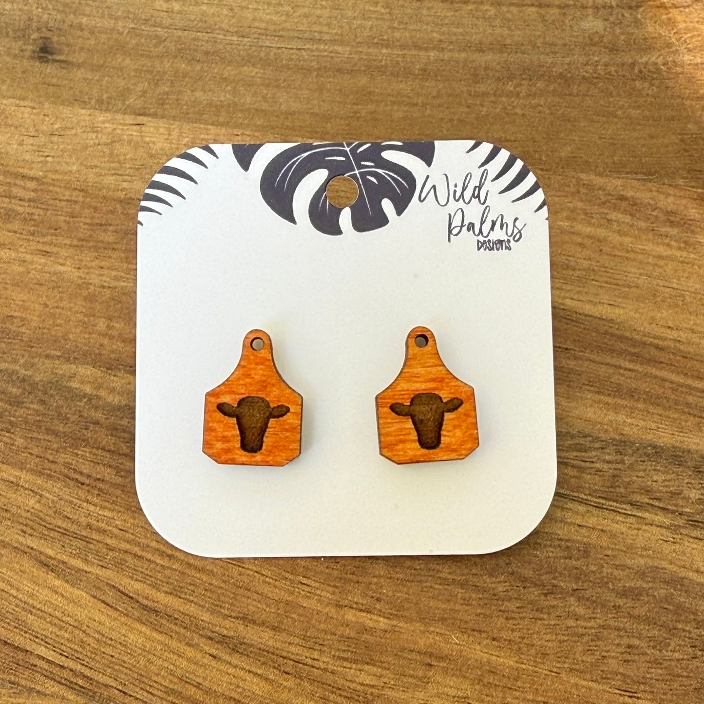 Cow Head Cattle Tag Stud Earrings