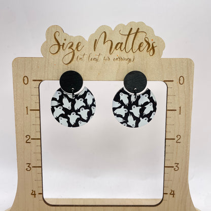 Ghosties Black Stud Dangle Earrings