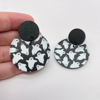 Ghosties Black Stud Dangle Earrings