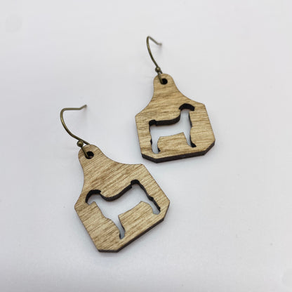 Goat (cutout) Cattle Tag Drop Dangle Earrings