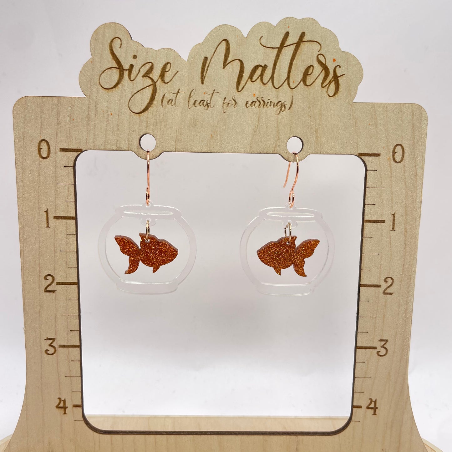 Goldfish Bowl Drop Dangle Earrings