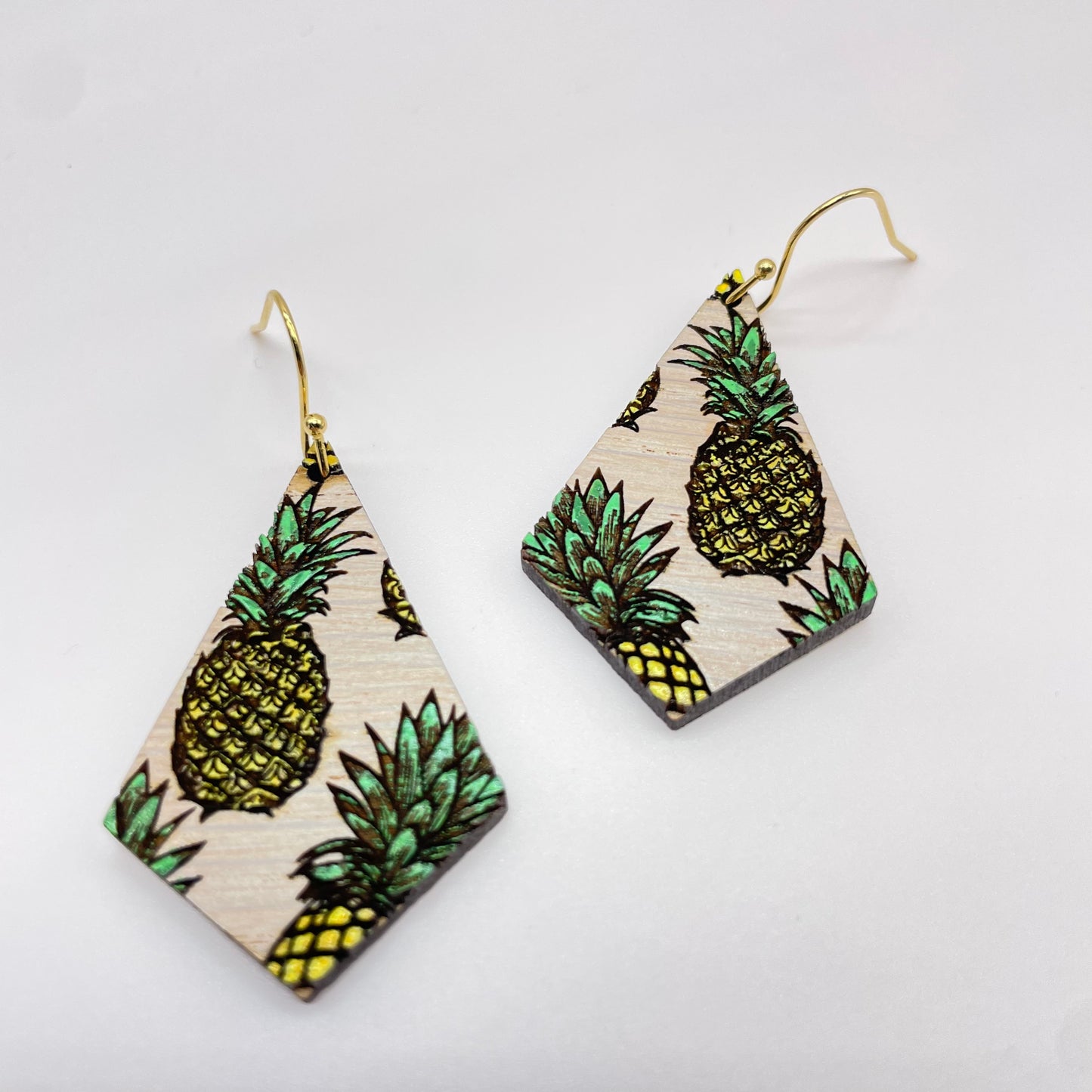 Grey Pineapple Drop Dangle Earrings